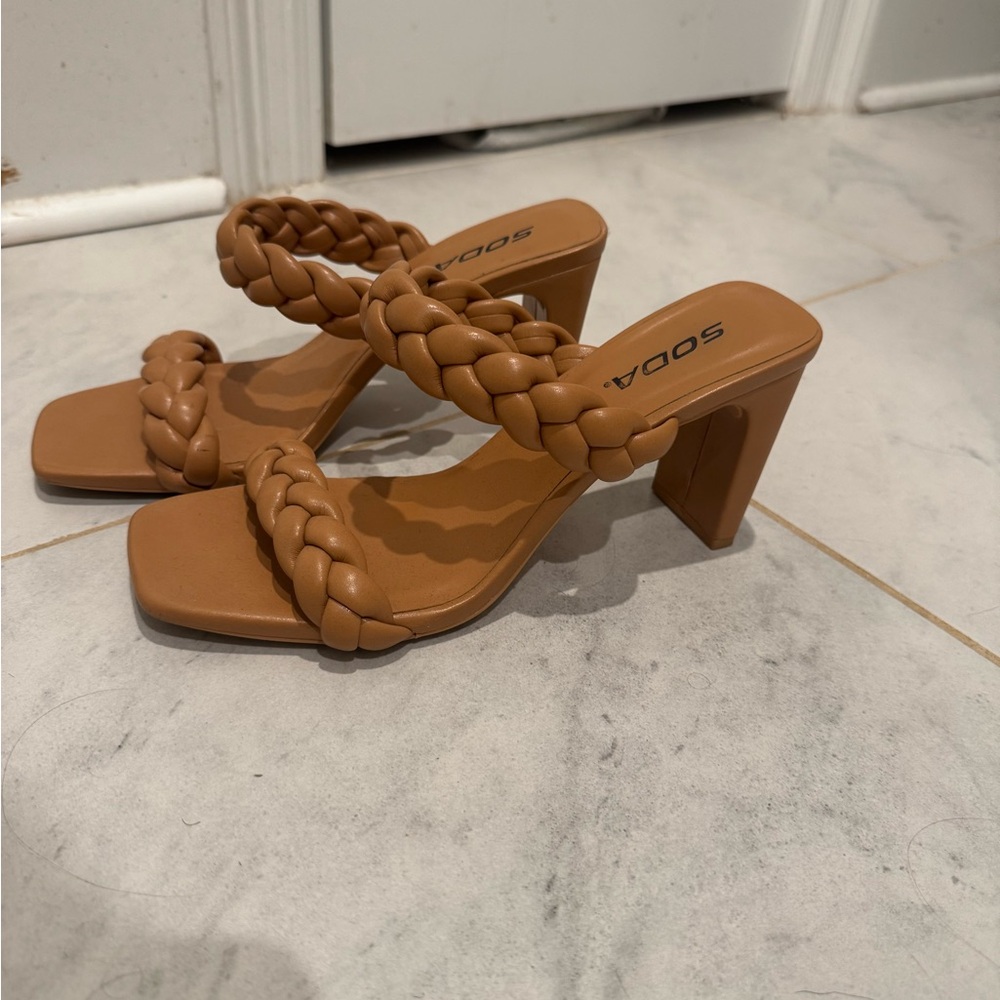 Soda Women's Brown Braided Heels